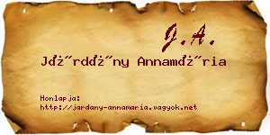 Járdány Annamária névjegykártya